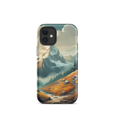 Berge, Wald und Wanderweg - Malerei - iPhone Schutzhülle (robust) berge xxx iPhone 12 mini