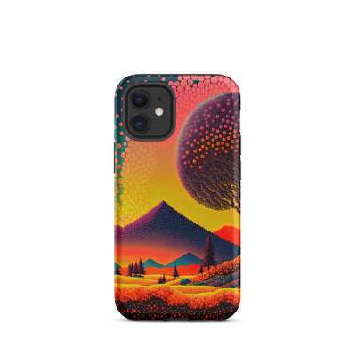 Berge und warme Farben - Punktkunst - iPhone Schutzhülle (robust) berge xxx iPhone 12 mini