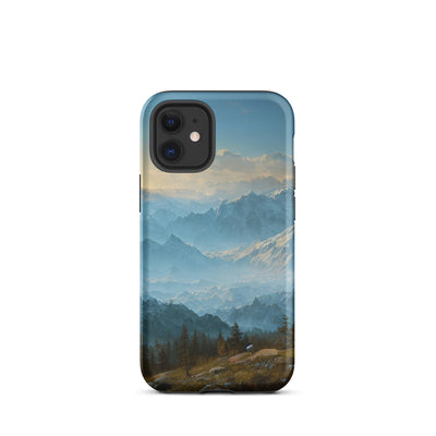 Schöne Berge mit Nebel bedeckt - Ölmalerei - iPhone Schutzhülle (robust) berge xxx iPhone 12 mini