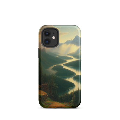 Landschaft mit Bergen, See und viel grüne Natur - Malerei - iPhone Schutzhülle (robust) berge xxx iPhone 12 mini