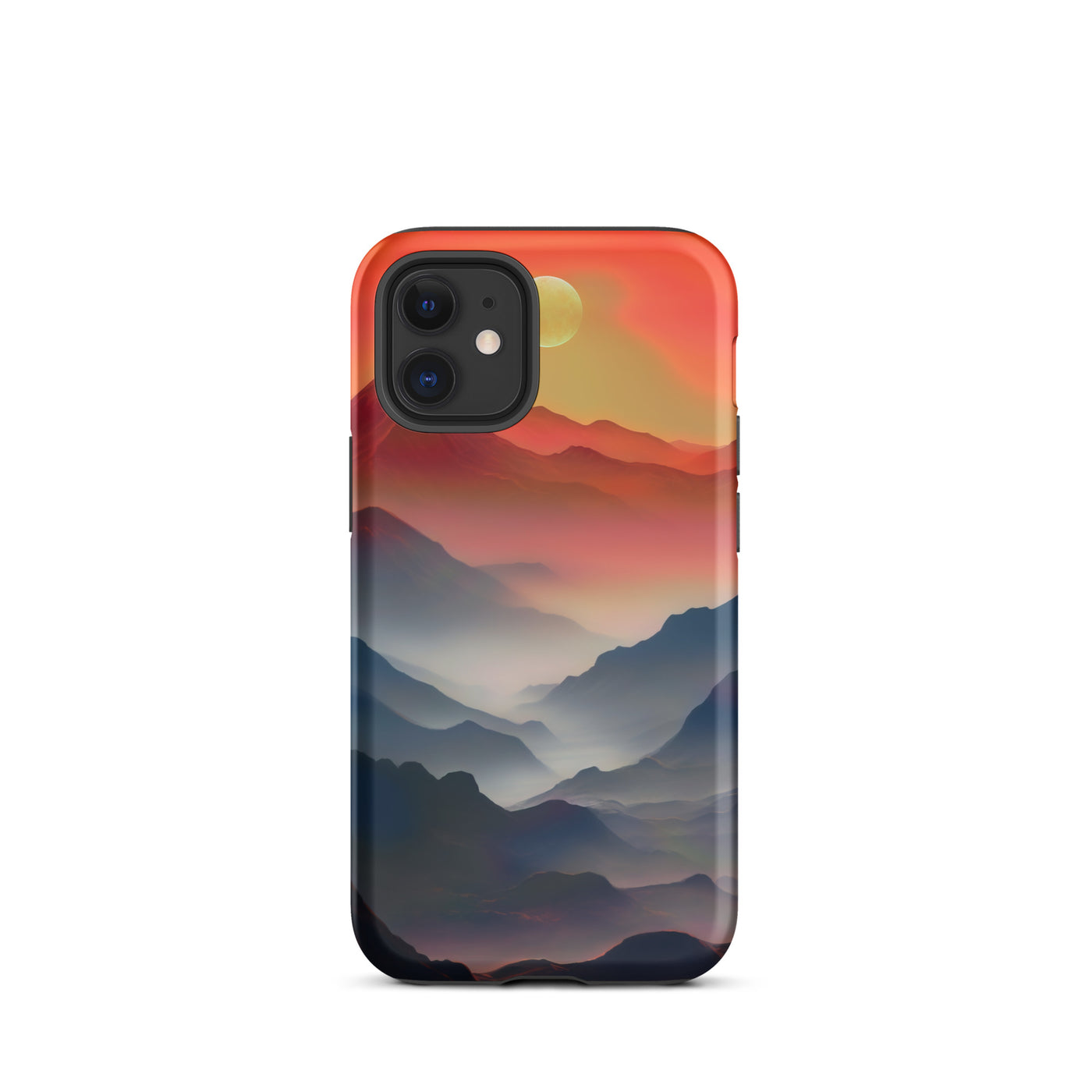 Sonnteruntergang, Gebirge und Nebel - Landschaftsmalerei - iPhone Schutzhülle (robust) berge xxx iPhone 12 mini