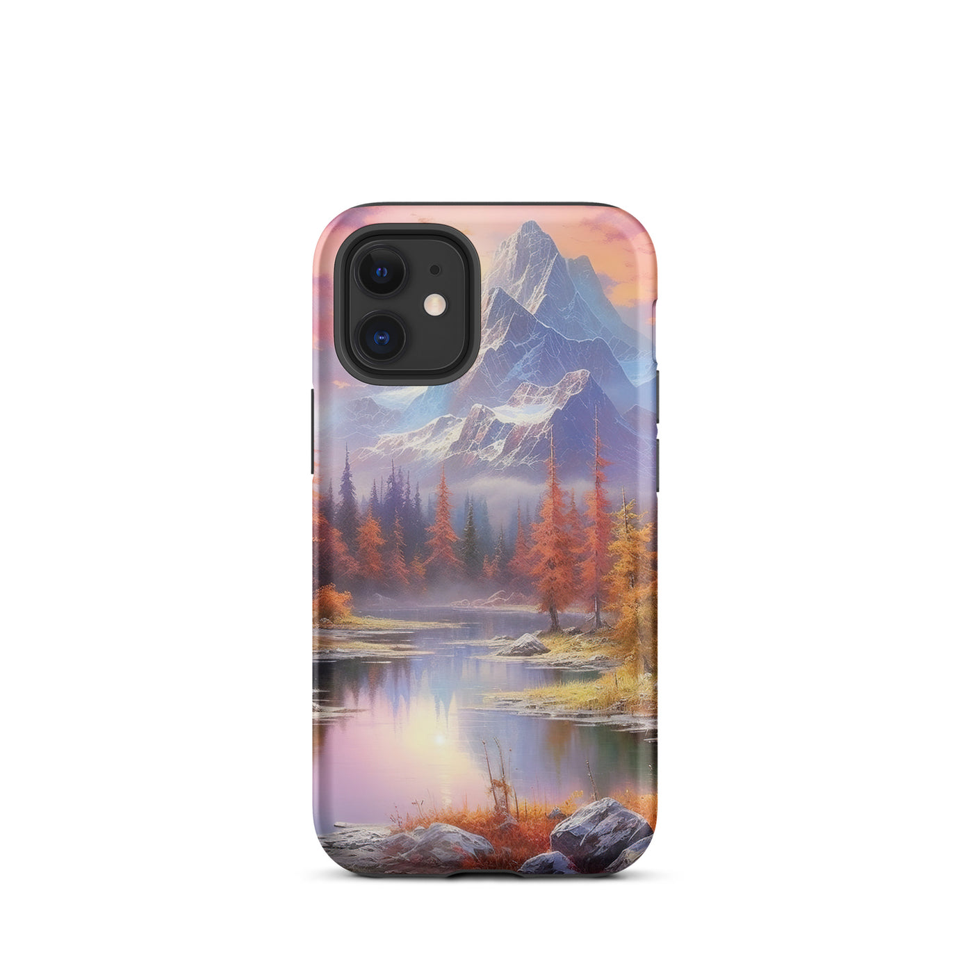 Landschaftsmalerei - Berge, Bäume, Bergsee und Herbstfarben - iPhone Schutzhülle (robust) berge xxx iPhone 12 mini