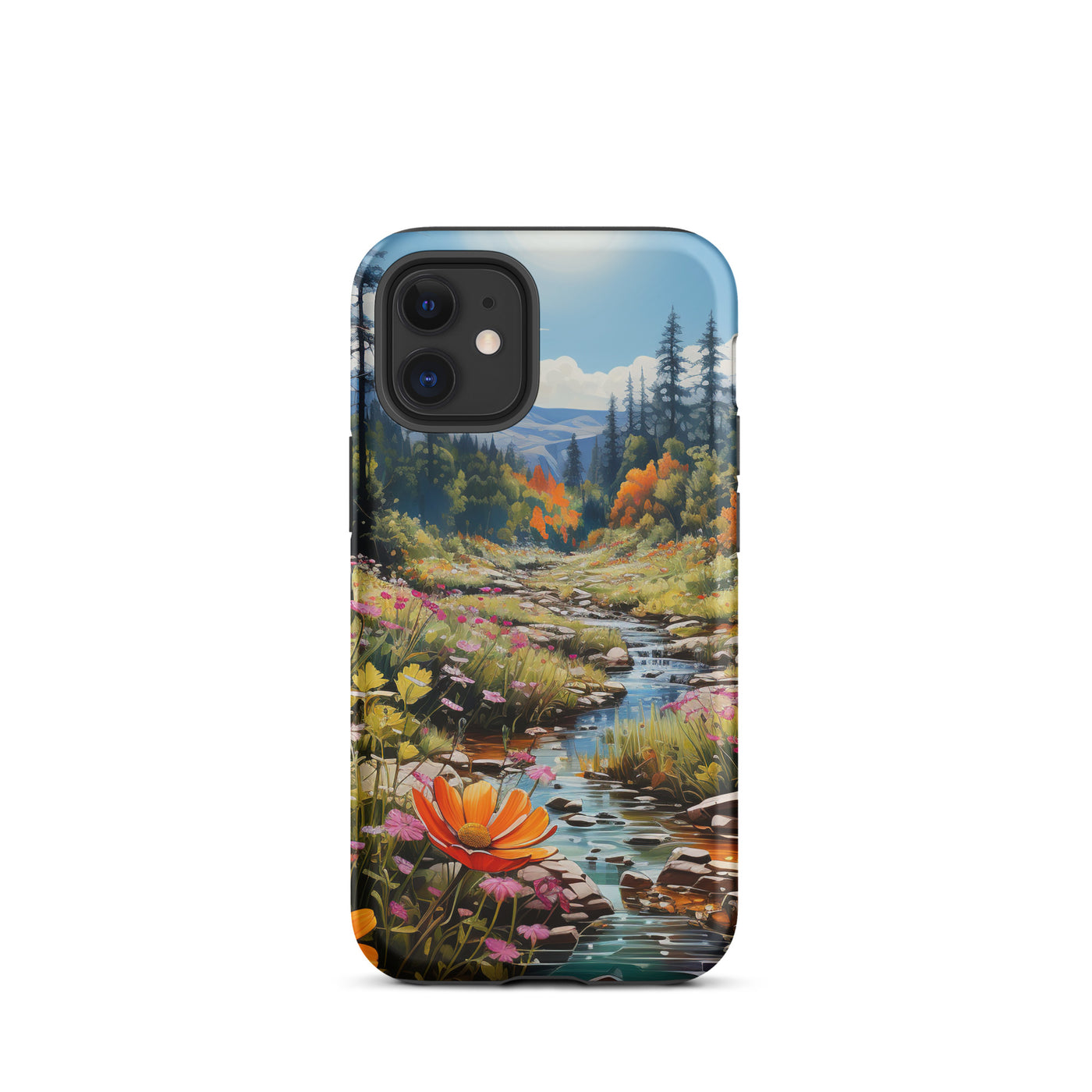 Berge, schöne Blumen und Bach im Wald - iPhone Schutzhülle (robust) berge xxx iPhone 12 mini