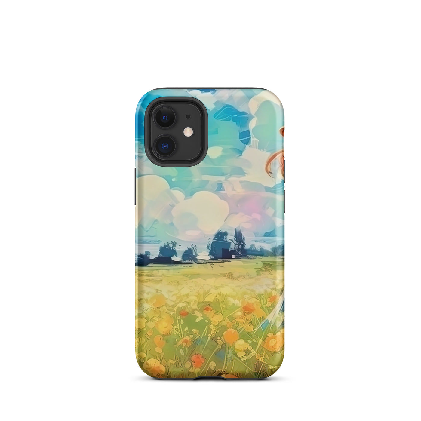 Dame mit Hut im Feld mit Blumen - Landschaftsmalerei - iPhone Schutzhülle (robust) camping xxx iPhone 12 mini