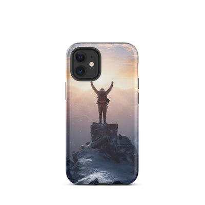 Mann auf der Spitze eines Berges - Landschaftsmalerei - iPhone Schutzhülle (robust) berge xxx iPhone 12 mini