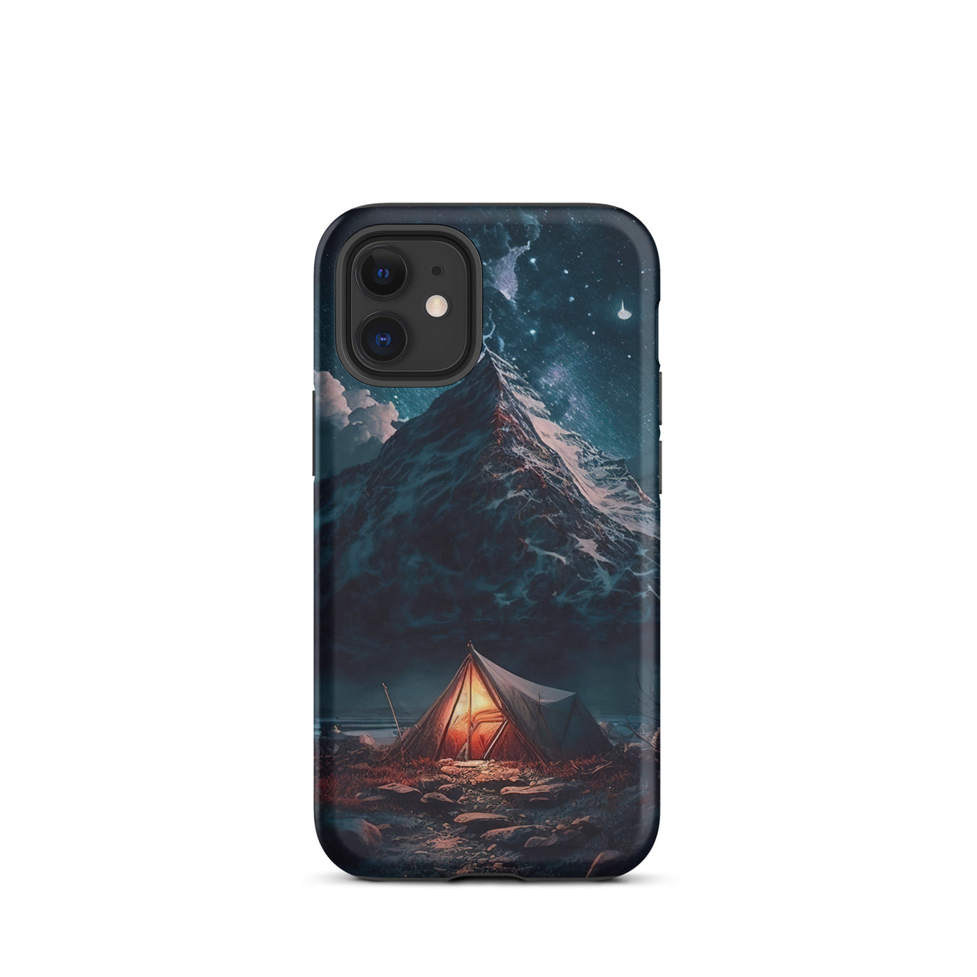 Zelt und Berg in der Nacht - Sterne am Himmel - Landschaftsmalerei - iPhone Schutzhülle (robust) camping xxx iPhone 12 mini