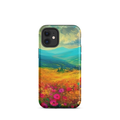 Berglandschaft und schöne farbige Blumen - Malerei - iPhone Schutzhülle (robust) berge xxx iPhone 12 mini