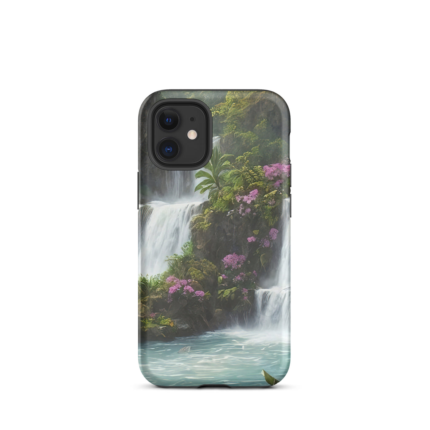 Wasserfall im Wald und Blumen - Schöne Malerei - iPhone Schutzhülle (robust) camping xxx iPhone 12 mini