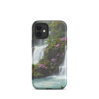 Wasserfall im Wald und Blumen - Schöne Malerei - iPhone Schutzhülle (robust) camping xxx iPhone 12 mini