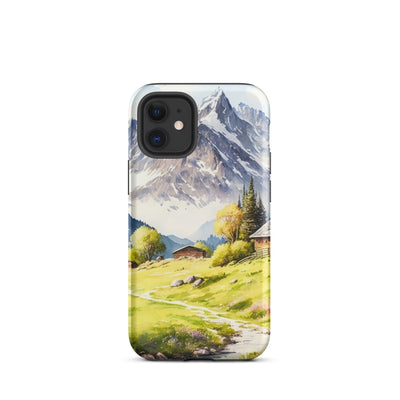 Epische Berge und Berghütte - Landschaftsmalerei - iPhone Schutzhülle (robust) berge xxx iPhone 12 mini