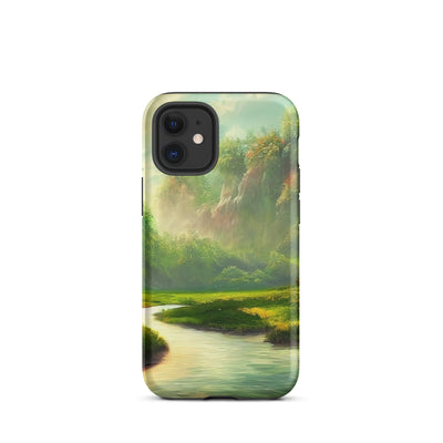 Bach im tropischen Wald - Landschaftsmalerei - iPhone Schutzhülle (robust) camping xxx iPhone 12 mini