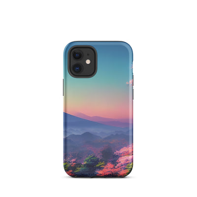 Berg und Wald mit pinken Bäumen - Landschaftsmalerei - iPhone Schutzhülle (robust) berge xxx iPhone 12 mini
