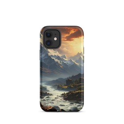 Berge, Sonne, steiniger Bach und Wolken - Epische Stimmung - iPhone Schutzhülle (robust) berge xxx iPhone 12 mini