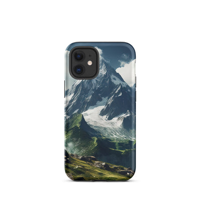 Gigantischer Berg - Landschaftsmalerei - iPhone Schutzhülle (robust) berge xxx iPhone 12 mini