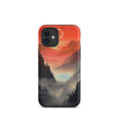 Gebirge, rote Farben und Nebel - Episches Kunstwerk - iPhone Schutzhülle (robust) berge xxx iPhone 12 mini
