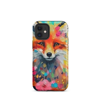 Schöner Fuchs im Blumenfeld - Farbige Malerei - iPhone Schutzhülle (robust) camping xxx iPhone 12 mini