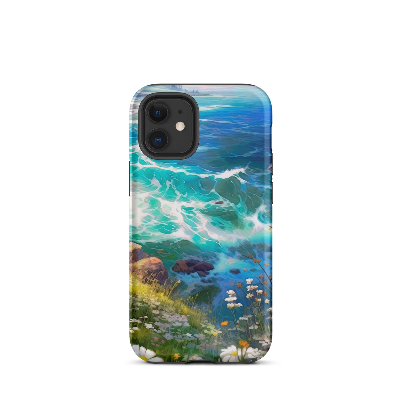 Berge, Blumen, Fluss und Steine - Malerei - iPhone Schutzhülle (robust) camping xxx iPhone 12 mini