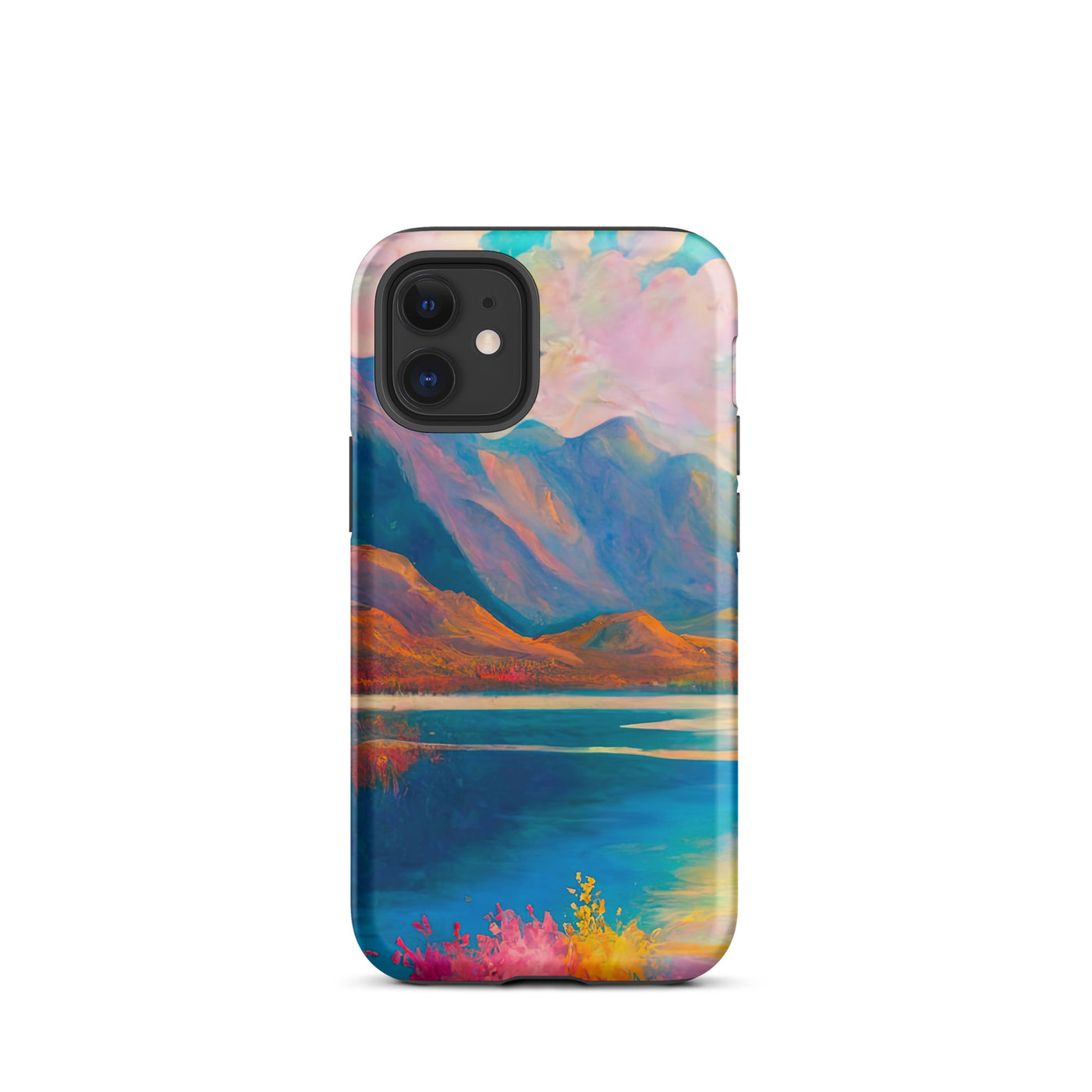 Berglandschaft und Bergsee - Farbige Ölmalerei - iPhone Schutzhülle (robust) berge xxx iPhone 12 mini