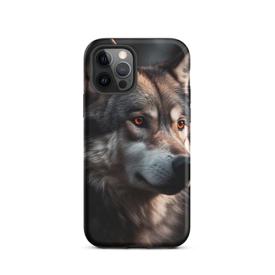 Wolf Porträt - Fotorealistische Malerei - iPhone Schutzhülle (robust) camping xxx iPhone 12 Pro