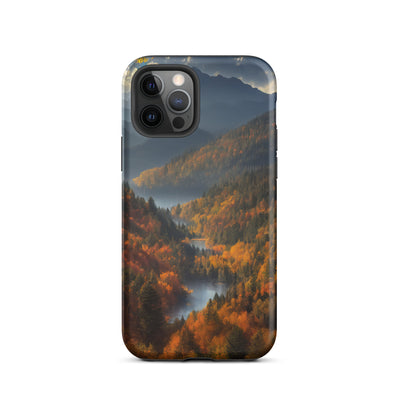 Berge, Wald und Nebel - Malerei - iPhone Schutzhülle (robust) berge xxx iPhone 12 Pro