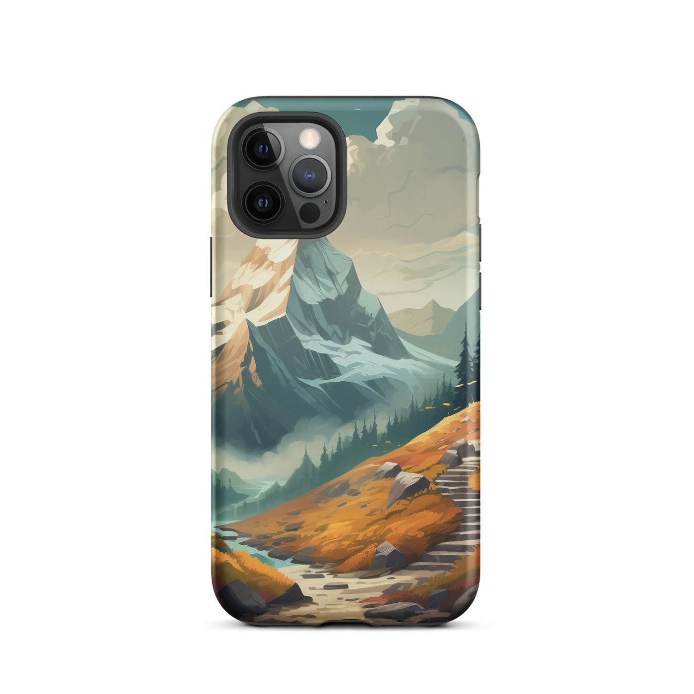 Berge, Wald und Wanderweg - Malerei - iPhone Schutzhülle (robust) berge xxx iPhone 12 Pro