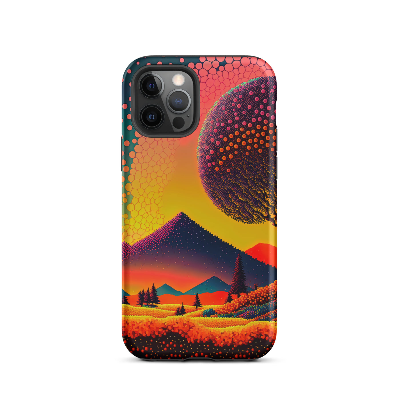 Berge und warme Farben - Punktkunst - iPhone Schutzhülle (robust) berge xxx iPhone 12 Pro
