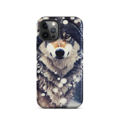 Wolf im Schnee - Episches Foto - iPhone Schutzhülle (robust) camping xxx iPhone 12 Pro