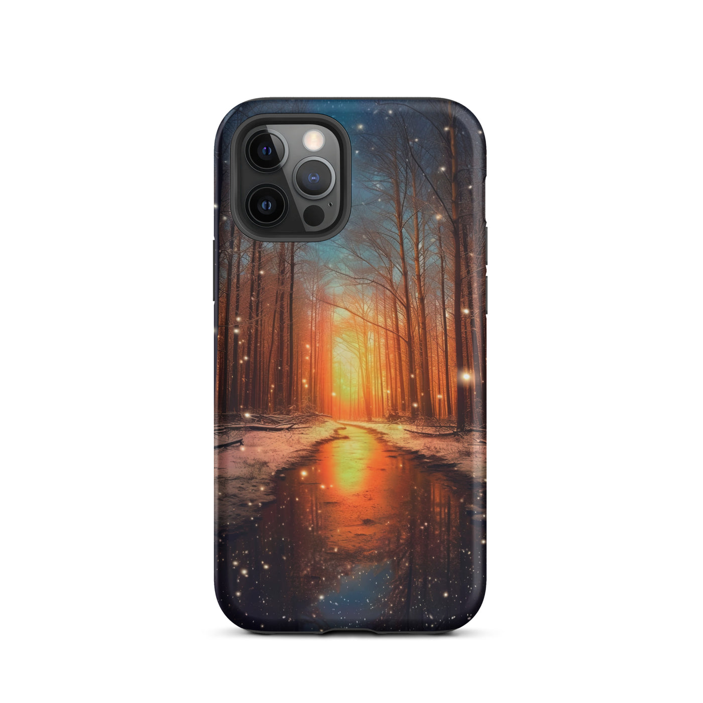 Bäume im Winter, Schnee, Sonnenaufgang und Fluss - iPhone Schutzhülle (robust) camping xxx iPhone 12 Pro