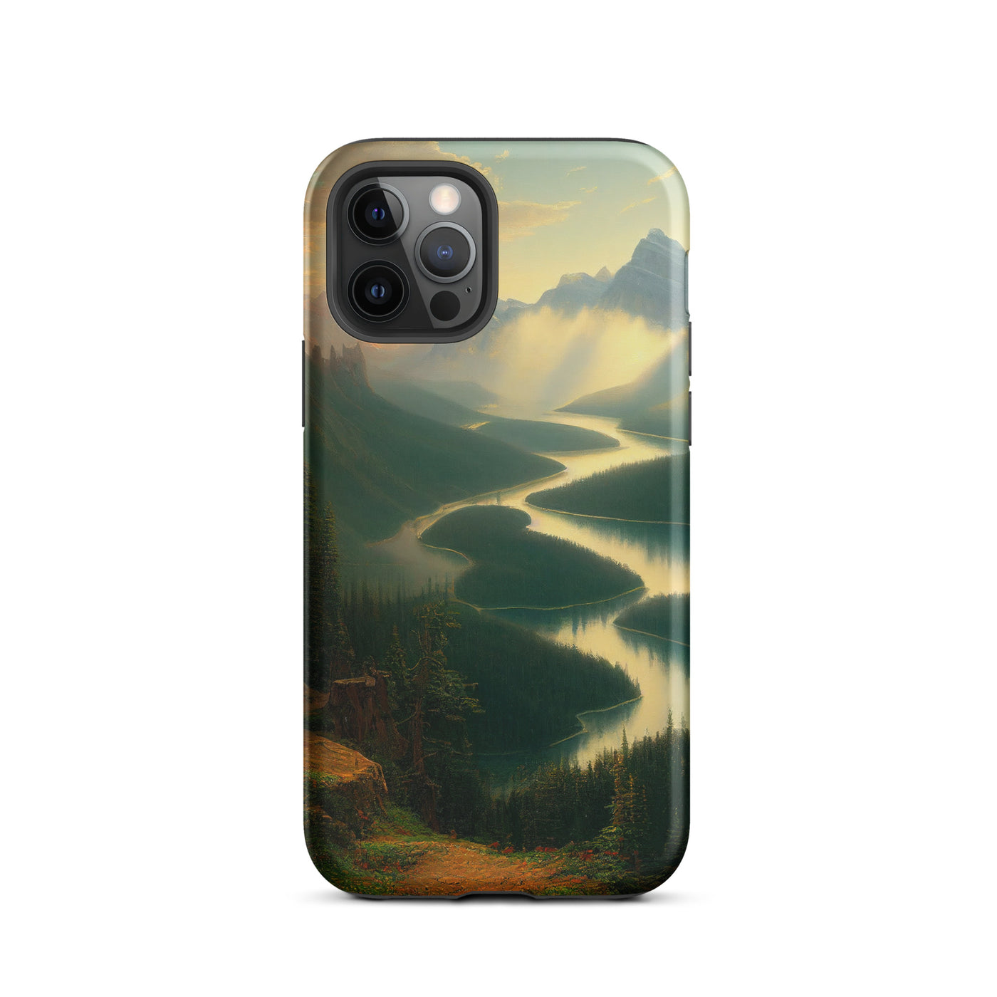 Landschaft mit Bergen, See und viel grüne Natur - Malerei - iPhone Schutzhülle (robust) berge xxx iPhone 12 Pro