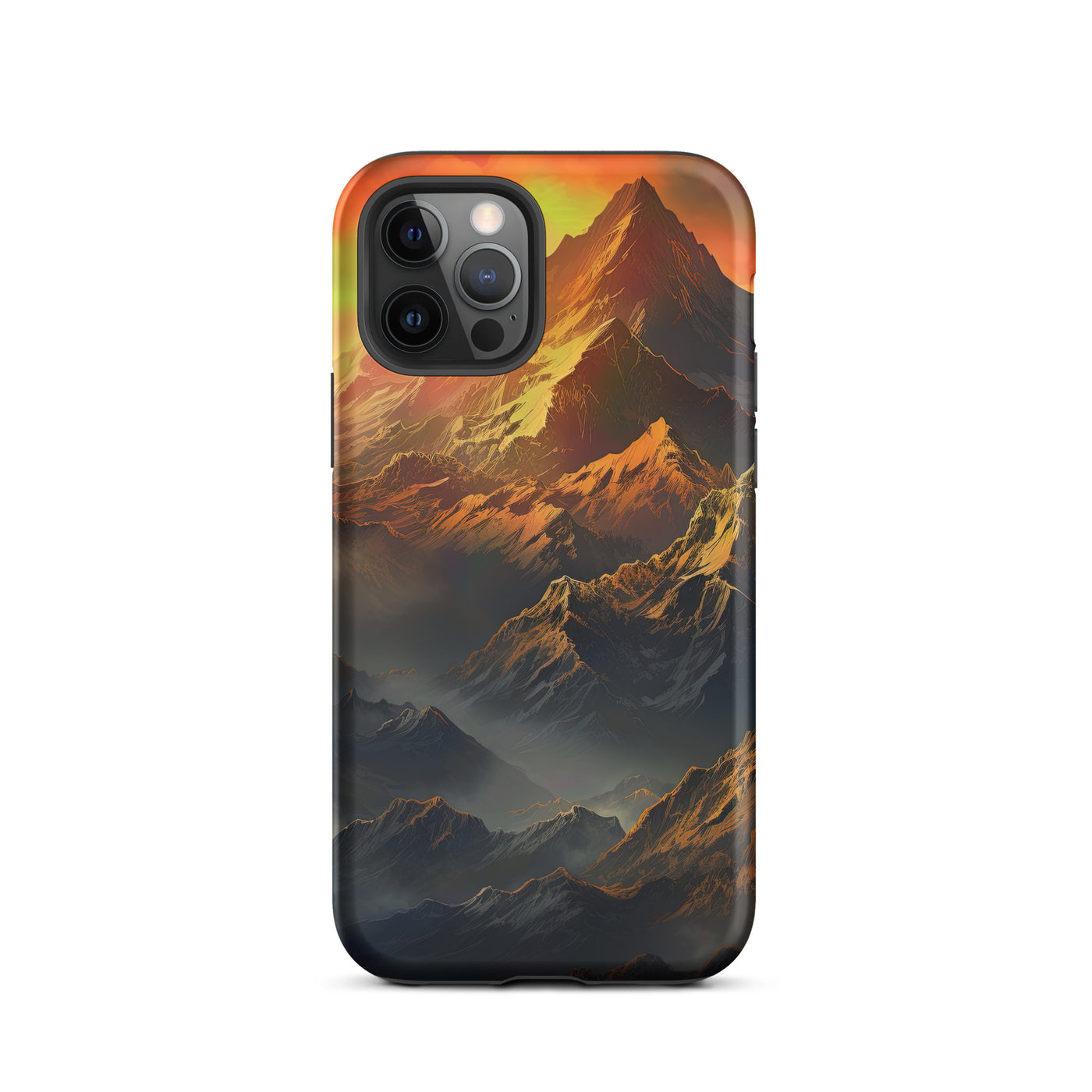 Wunderschöne Himalaya Gebirge im Nebel und Sonnenuntergang - Malerei - iPhone Schutzhülle (robust) berge xxx iPhone 12 Pro