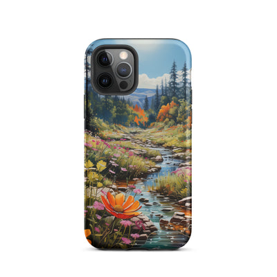 Berge, schöne Blumen und Bach im Wald - iPhone Schutzhülle (robust) berge xxx iPhone 12 Pro