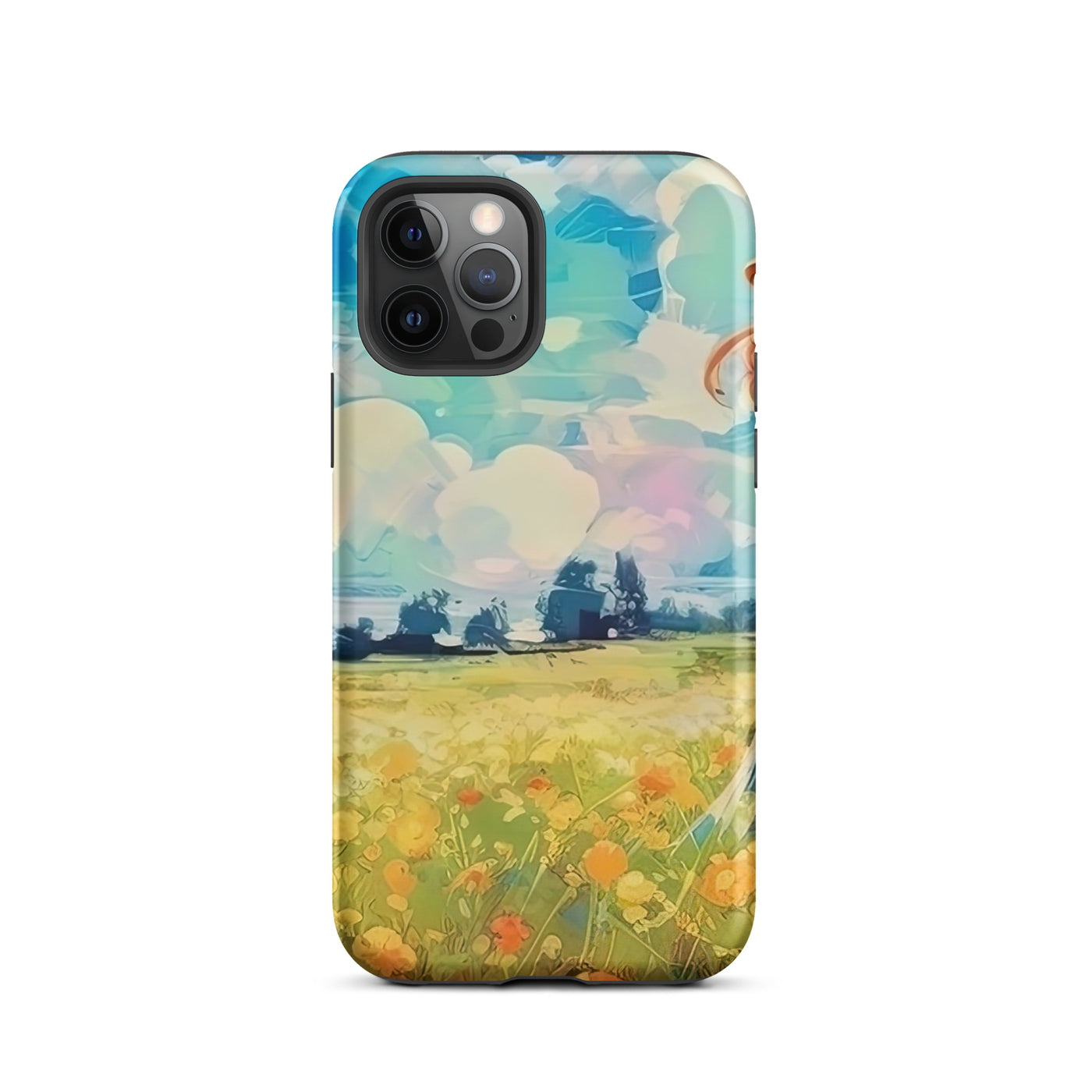 Dame mit Hut im Feld mit Blumen - Landschaftsmalerei - iPhone Schutzhülle (robust) camping xxx iPhone 12 Pro