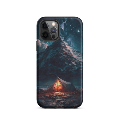 Zelt und Berg in der Nacht - Sterne am Himmel - Landschaftsmalerei - iPhone Schutzhülle (robust) camping xxx iPhone 12 Pro