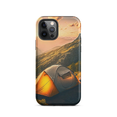Zelt auf Berg im Sonnenaufgang - Landschafts - iPhone Schutzhülle (robust) camping xxx iPhone 12 Pro