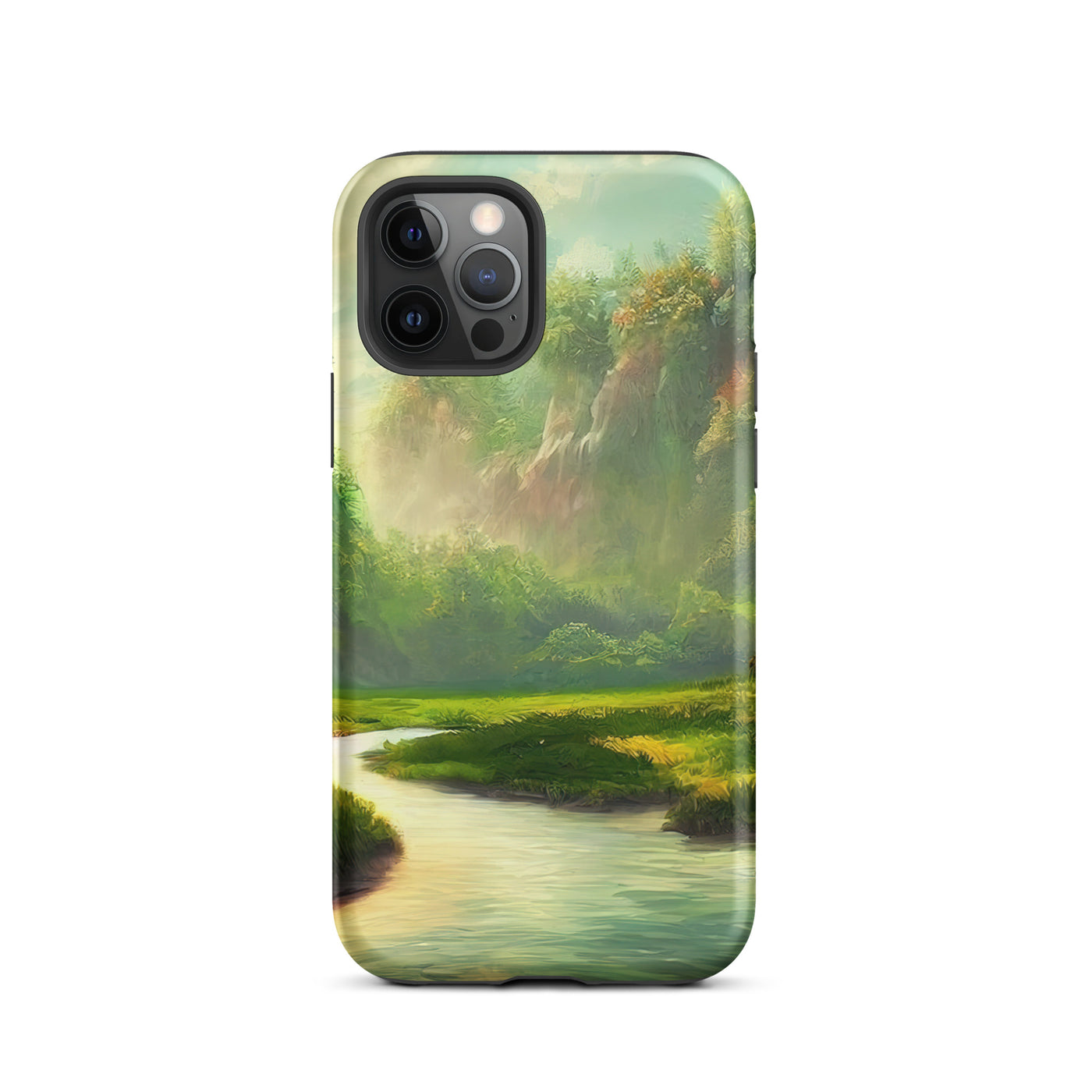 Bach im tropischen Wald - Landschaftsmalerei - iPhone Schutzhülle (robust) camping xxx iPhone 12 Pro