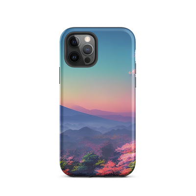 Berg und Wald mit pinken Bäumen - Landschaftsmalerei - iPhone Schutzhülle (robust) berge xxx iPhone 12 Pro