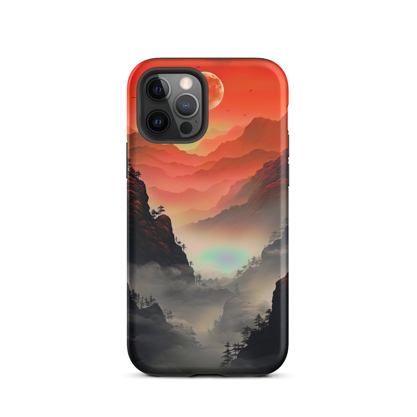 Gebirge, rote Farben und Nebel - Episches Kunstwerk - iPhone Schutzhülle (robust) berge xxx iPhone 12 Pro