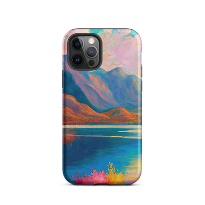 Berglandschaft und Bergsee - Farbige Ölmalerei - iPhone Schutzhülle (robust) berge xxx iPhone 12 Pro