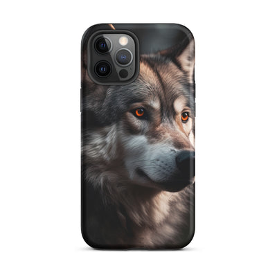 Wolf Porträt - Fotorealistische Malerei - iPhone Schutzhülle (robust) camping xxx iPhone 12 Pro Max