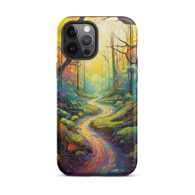 Wald und Wanderweg - Bunte, farbenfrohe Malerei - iPhone Schutzhülle (robust) camping xxx iPhone 12 Pro Max