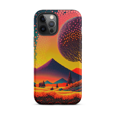 Berge und warme Farben - Punktkunst - iPhone Schutzhülle (robust) berge xxx iPhone 12 Pro Max