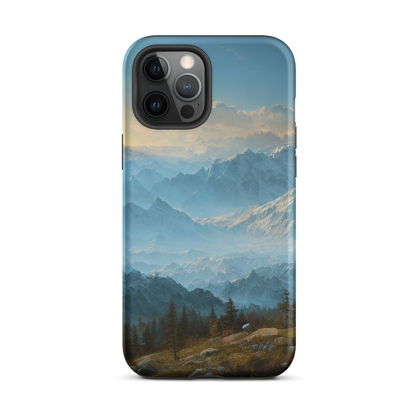 Schöne Berge mit Nebel bedeckt - Ölmalerei - iPhone Schutzhülle (robust) berge xxx iPhone 12 Pro Max