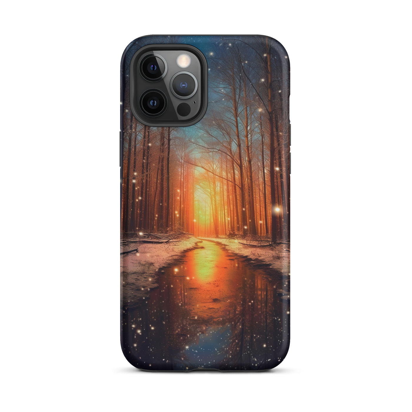 Bäume im Winter, Schnee, Sonnenaufgang und Fluss - iPhone Schutzhülle (robust) camping xxx iPhone 12 Pro Max