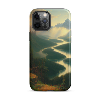 Landschaft mit Bergen, See und viel grüne Natur - Malerei - iPhone Schutzhülle (robust) berge xxx iPhone 12 Pro Max
