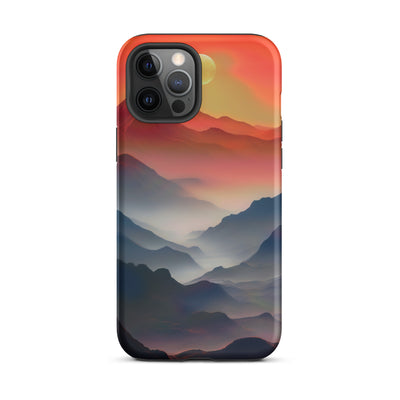 Sonnteruntergang, Gebirge und Nebel - Landschaftsmalerei - iPhone Schutzhülle (robust) berge xxx iPhone 12 Pro Max