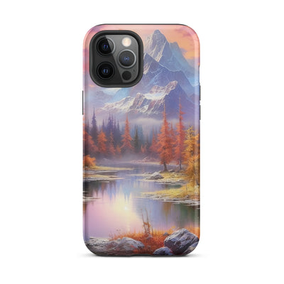 Landschaftsmalerei - Berge, Bäume, Bergsee und Herbstfarben - iPhone Schutzhülle (robust) berge xxx iPhone 12 Pro Max
