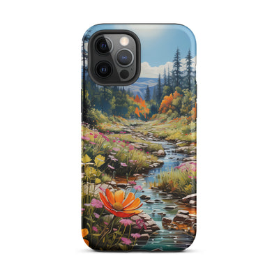 Berge, schöne Blumen und Bach im Wald - iPhone Schutzhülle (robust) berge xxx iPhone 12 Pro Max