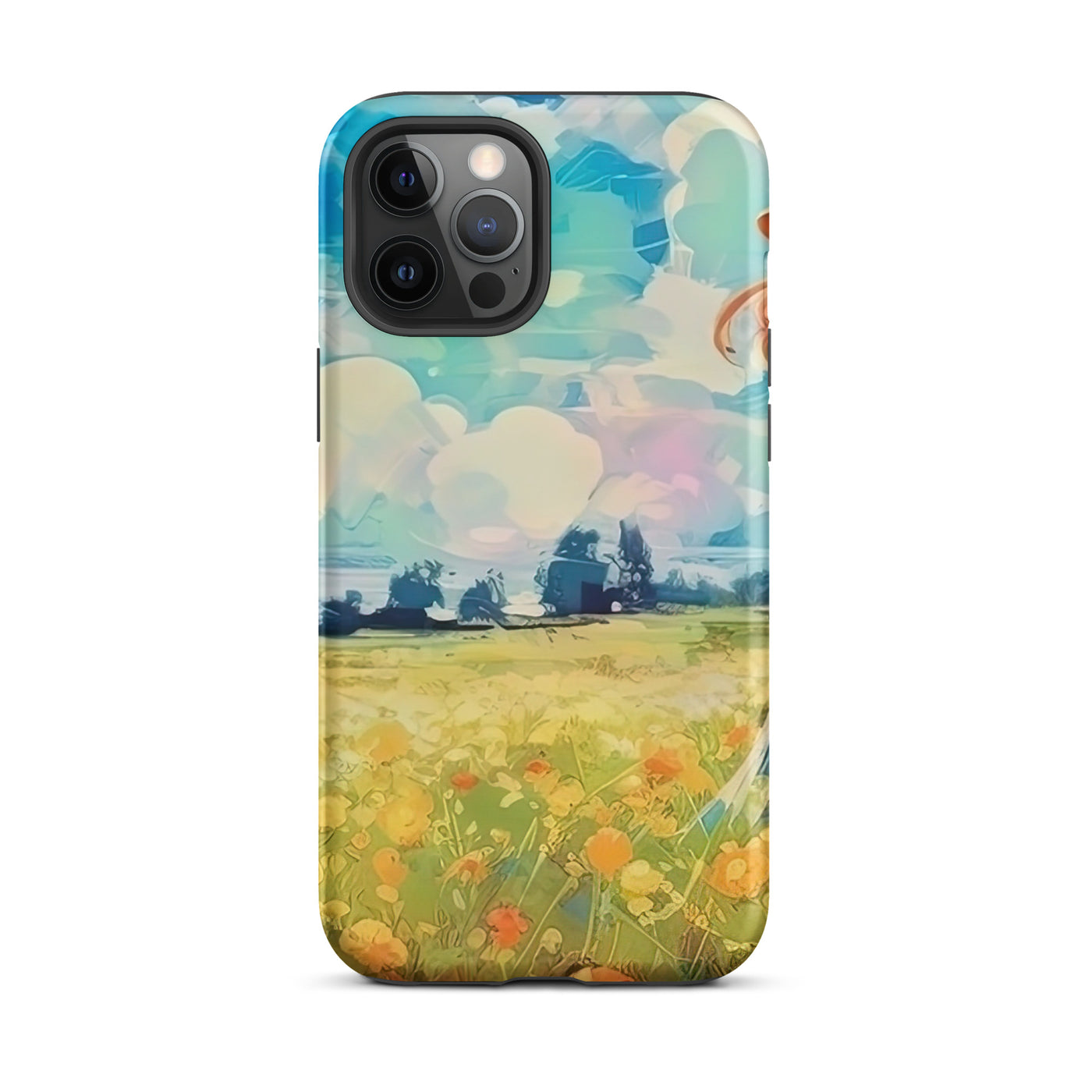 Dame mit Hut im Feld mit Blumen - Landschaftsmalerei - iPhone Schutzhülle (robust) camping xxx iPhone 12 Pro Max