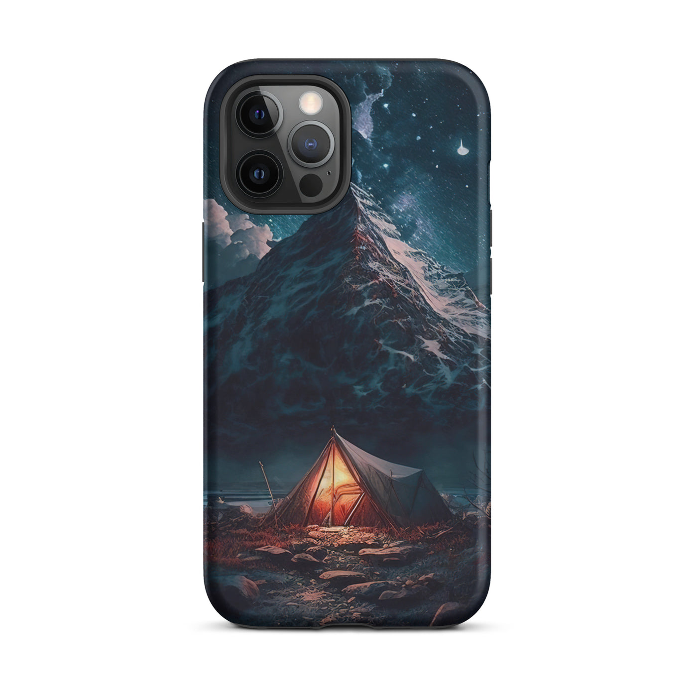 Zelt und Berg in der Nacht - Sterne am Himmel - Landschaftsmalerei - iPhone Schutzhülle (robust) camping xxx iPhone 12 Pro Max