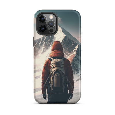 Wanderer von hinten vor einem Berg - Malerei - iPhone Schutzhülle (robust) berge xxx iPhone 12 Pro Max